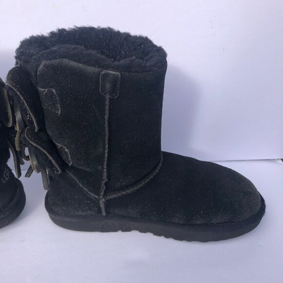 Ugg Australia Womens Classic‎ Double Bow Mini Boot Size 5 Black - Picture 3 of 11